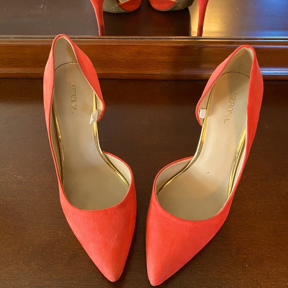 Red suede heels